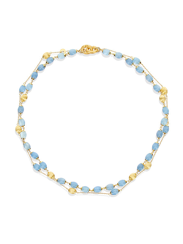 Collana "DANCING AZURE" 3 in 1 in oro e acquamarina