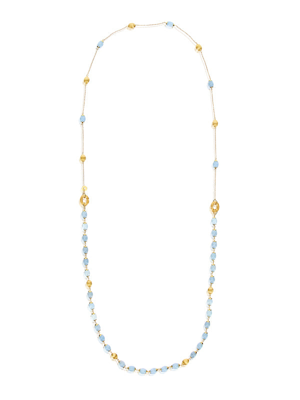 Collana "DANCING AZURE" 3 in 1 in oro e acquamarina