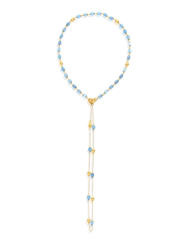 Collana "DANCING AZURE" 3 in 1 in oro e acquamarina