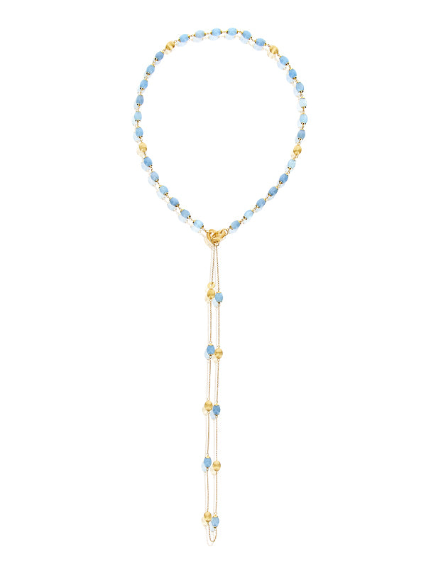 "azure" gold and aquamarine 3 in 1 necklace