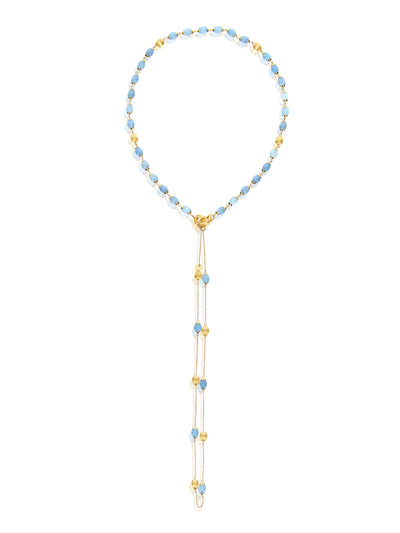 "azure" gold and aquamarine 3 in 1 necklace