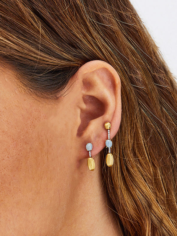 "azure" gold, aquamarine and diamonds short earrings