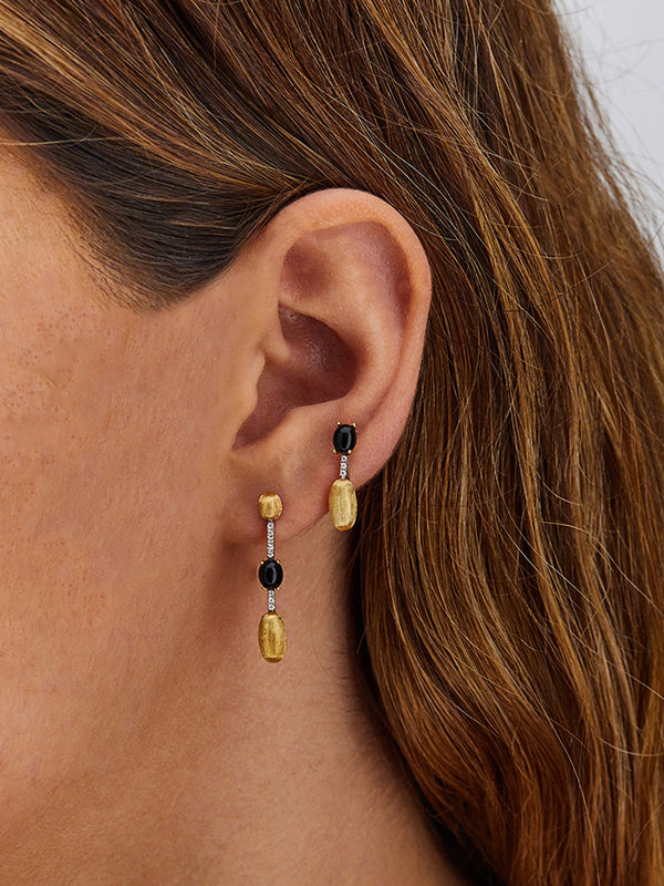 "mystery black" gold, black onyx and diamonds earrings (short)