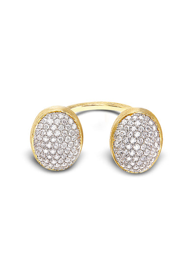 "bubble" statement ring with two gold and diamonds boules (small) 