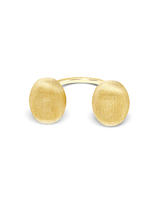 Anello iconico "BUBBLE" con due boules in oro (piccolo)