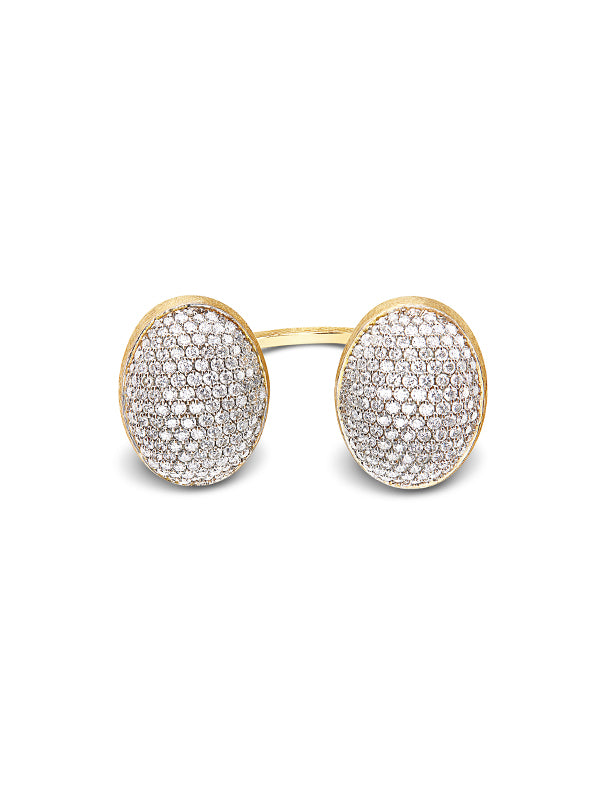 "bubble" statement ring with two gold and diamonds boules (large)