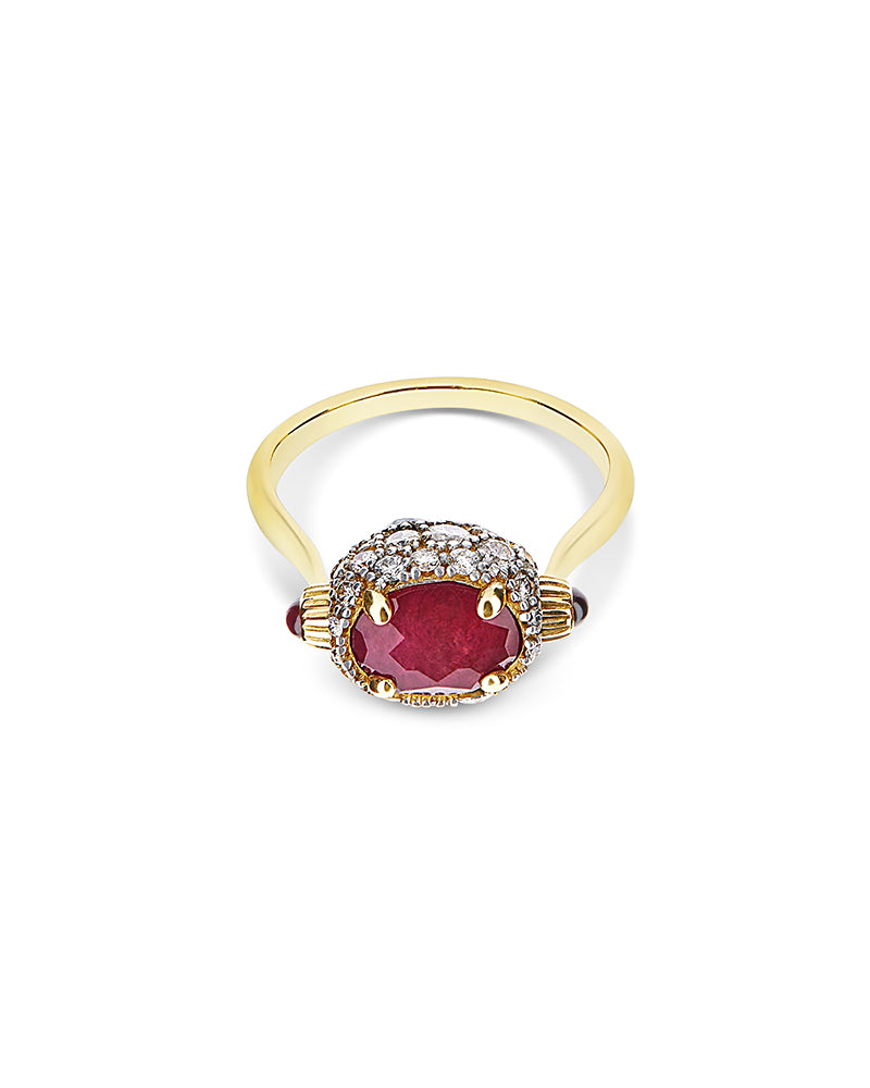 "reverse" gold, diamonds, rubies and rock crystal double-face ring (small) 