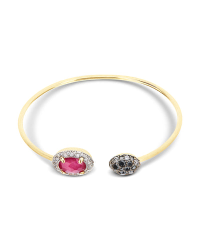 "reverse" gold, ruby and diamonds bangle