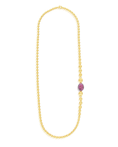 "reverse" gold, pink sapphires, rubies, white australian opal and diamonds convertible y necklace