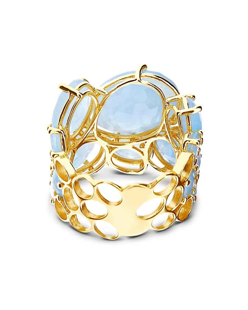 "ipanema" gold and aquamarine band ring 