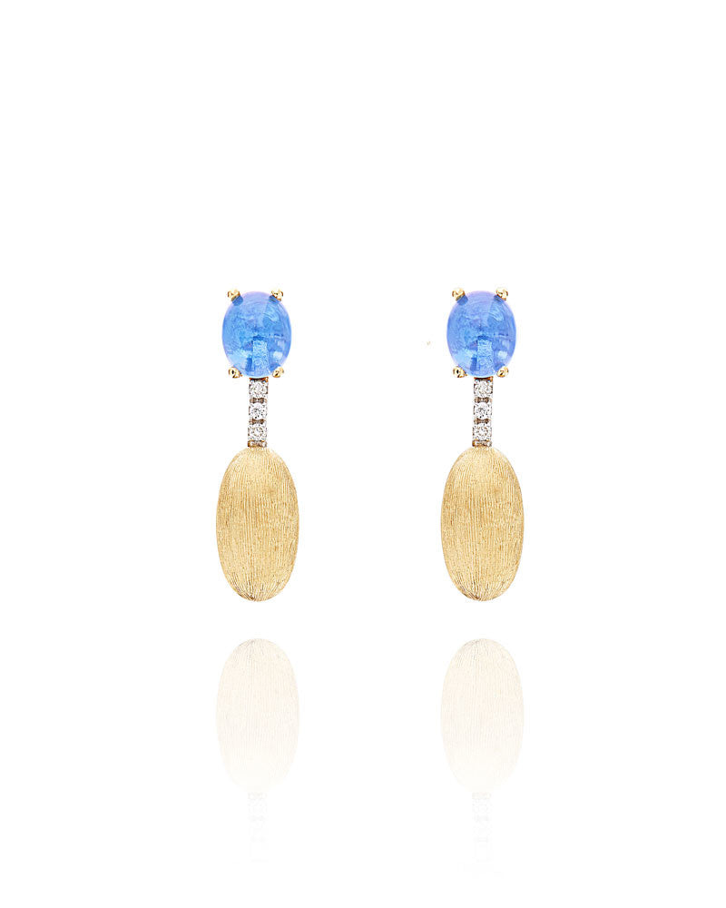 Nanis Orecchini "DANCING AZURE" pendenti con boules in oro, diamanti e topaz – Nanis Italian Jewels