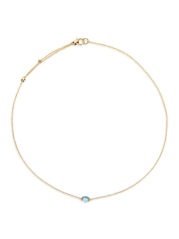 Choker "DANCING AZURE" in oro, topazio London blu e acquamarina