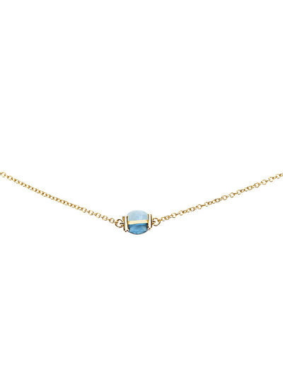 Choker "DANCING AZURE" in oro, topazio London blu e acquamarina