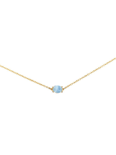 Choker "DANCING AZURE" in oro, topazio London blu e acquamarina