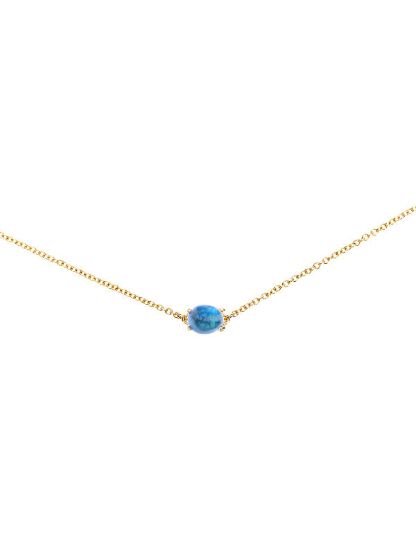 Choker "DANCING AZURE" in oro, topazio London blu e acquamarina