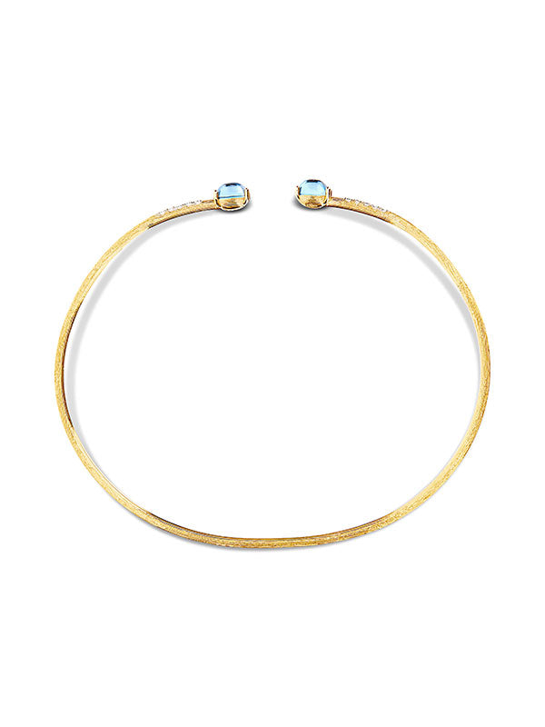 "azure" gold, london blue topaz and diamonds handmade bangle