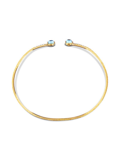 "azure" gold, london blue topaz and diamonds handmade bangle