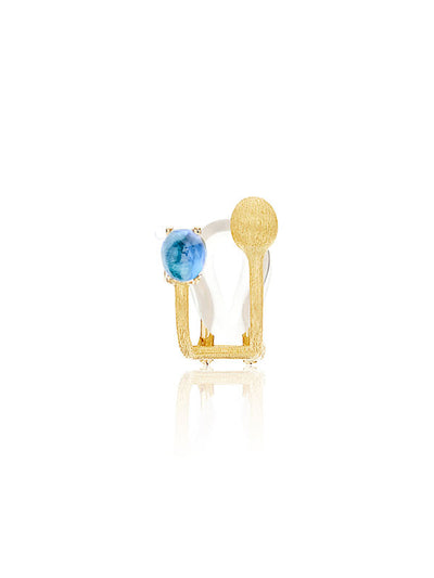 Ear cuff "AZURE" in oro e topazio London blu