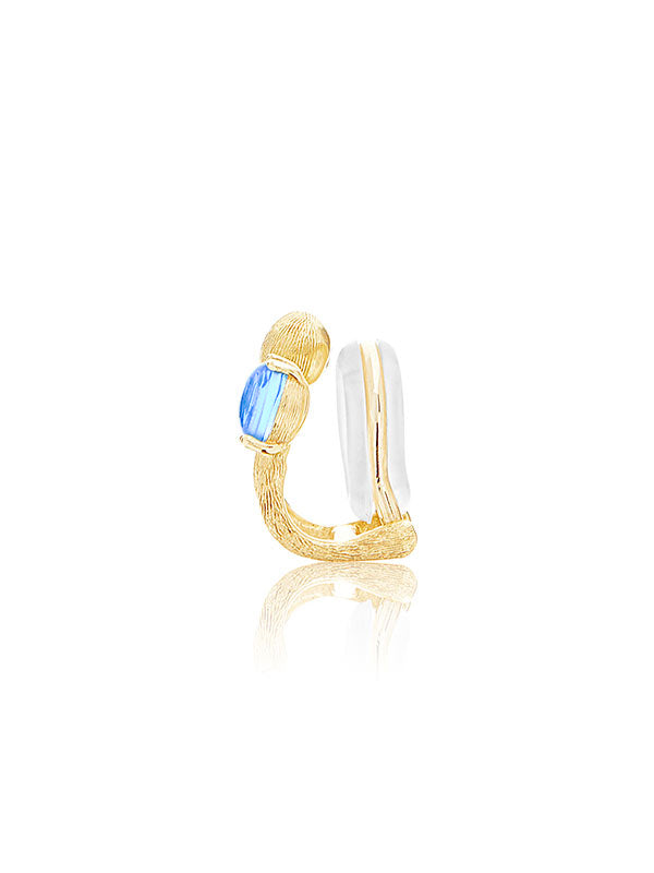 Ear cuff "AZURE" in oro e topazio London blu