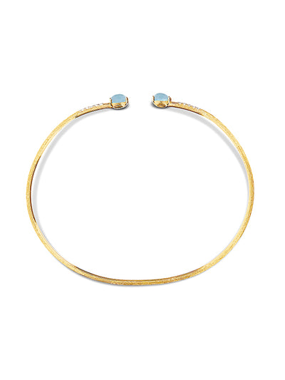 "azure" gold, aquamarine and diamonds handmade bangle