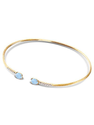 "azure" gold, aquamarine and diamonds handmade bangle