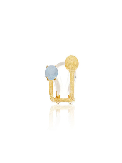 Ear cuff "AZURE" in oro e acquamarina