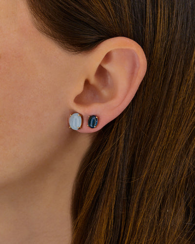 "azure" gold and aquamarine stud earrings