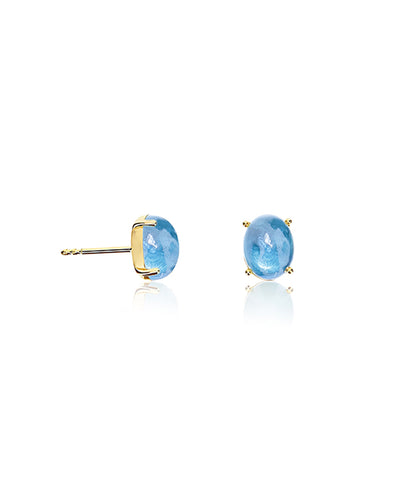 Orecchini a lobo "DANCING AZURE" in oro e topazio London blu (piccoli)