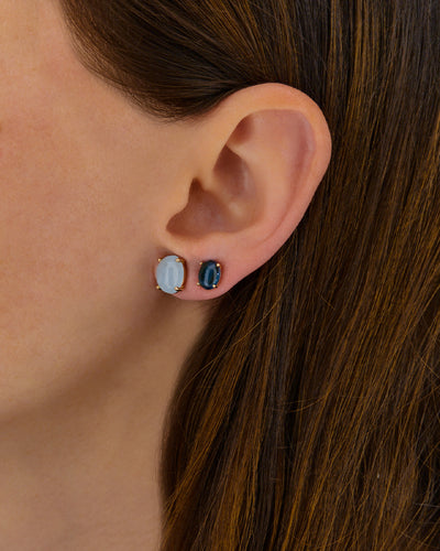 "azure" gold and london blue topaz stud earrings (small)