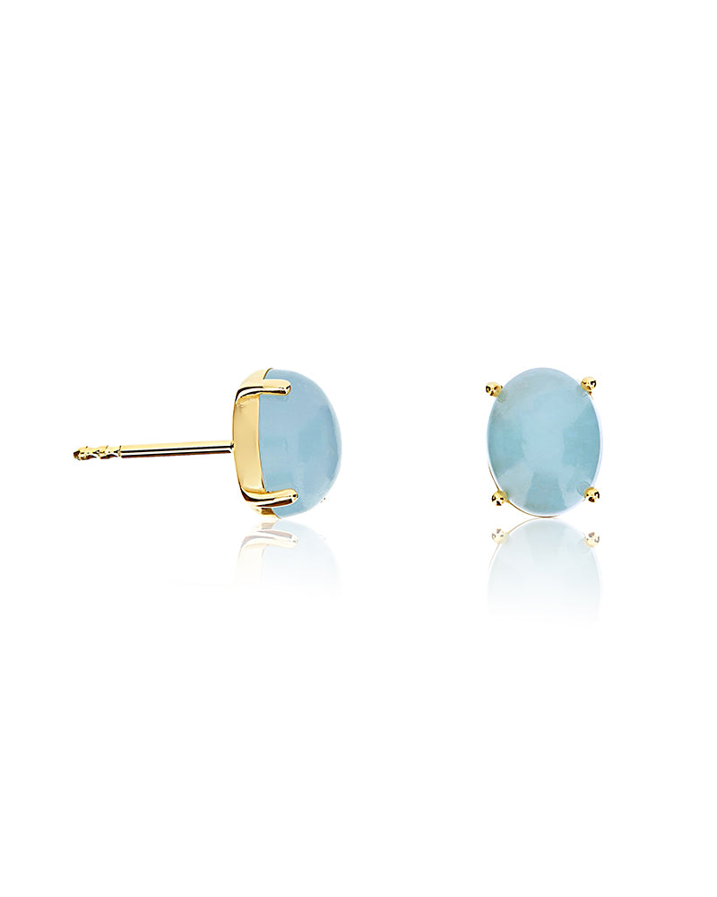 "azure" gold and aquamarine stud earrings