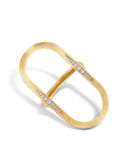 Anello "LIBERA" di design ovale aperto in oro e diamanti