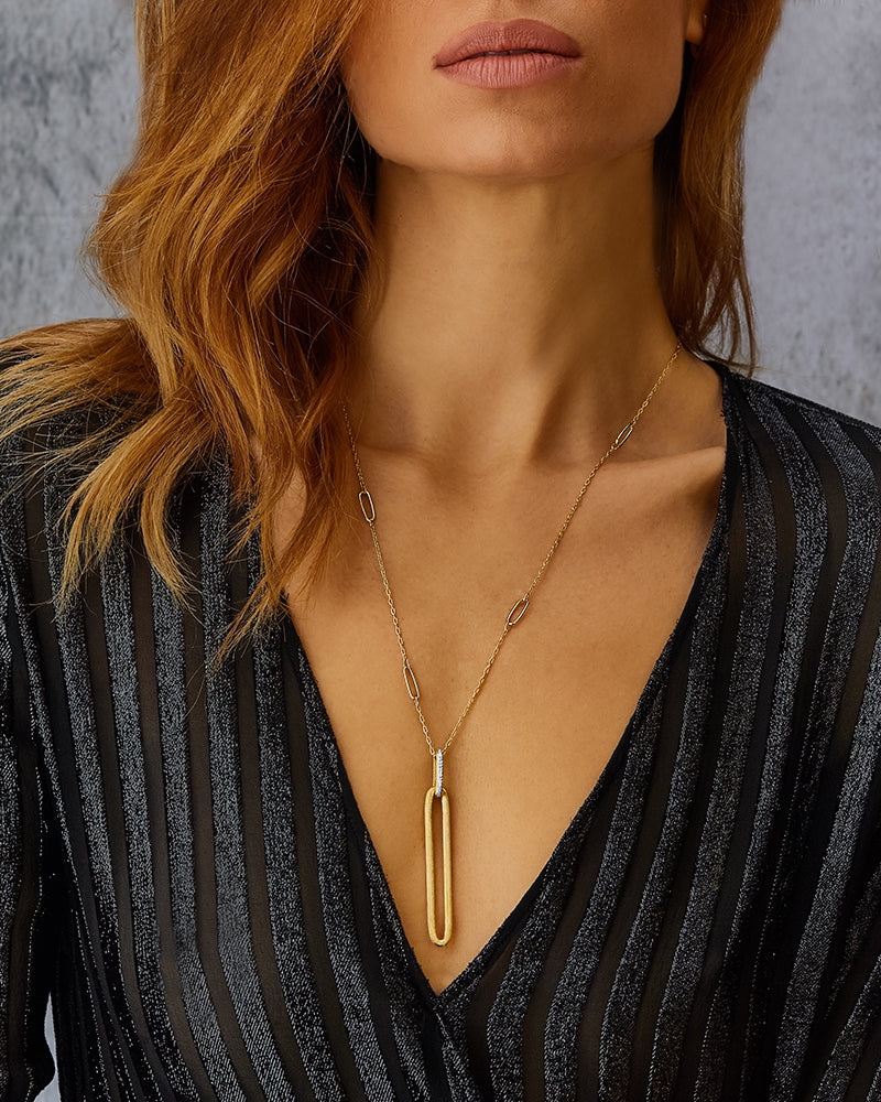 "libera" long gold necklace chain 