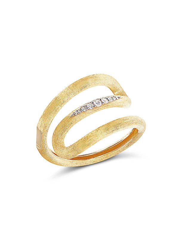 "libera" gold and diamonds spiral ring 