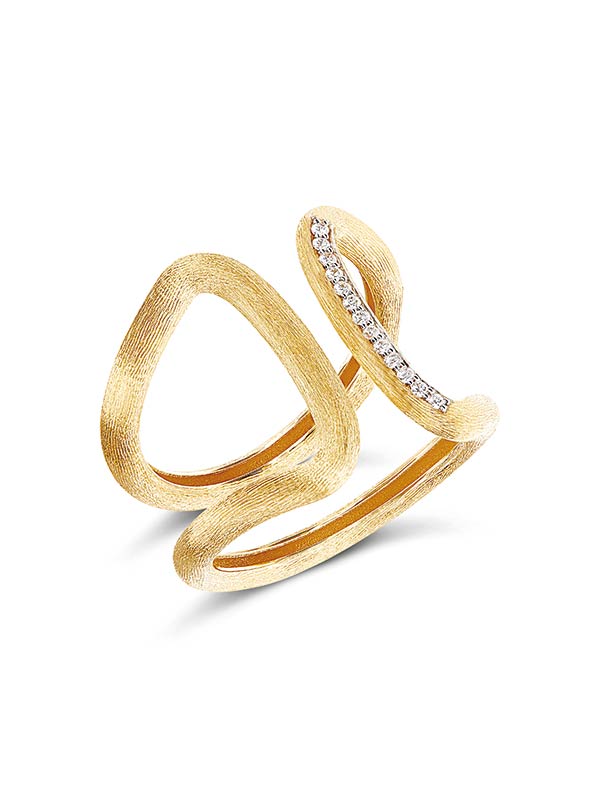 "libera" gold and diamonds design band ring 