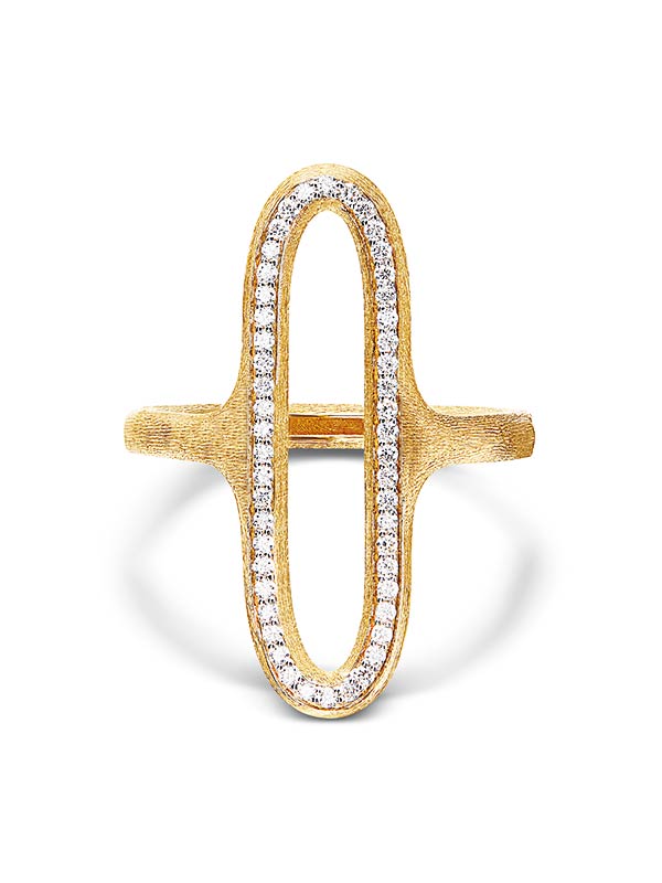 Anello "LIBERA" con elemento ovale in oro e diamanti (grande)