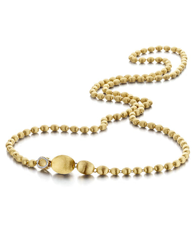 Collana iconica "IVY" convertibile con boules in oro incise a mano e diamanti (lunga)