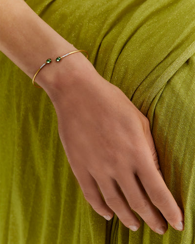 "tourmalines" gold, diamonds and green tourmaline bangle