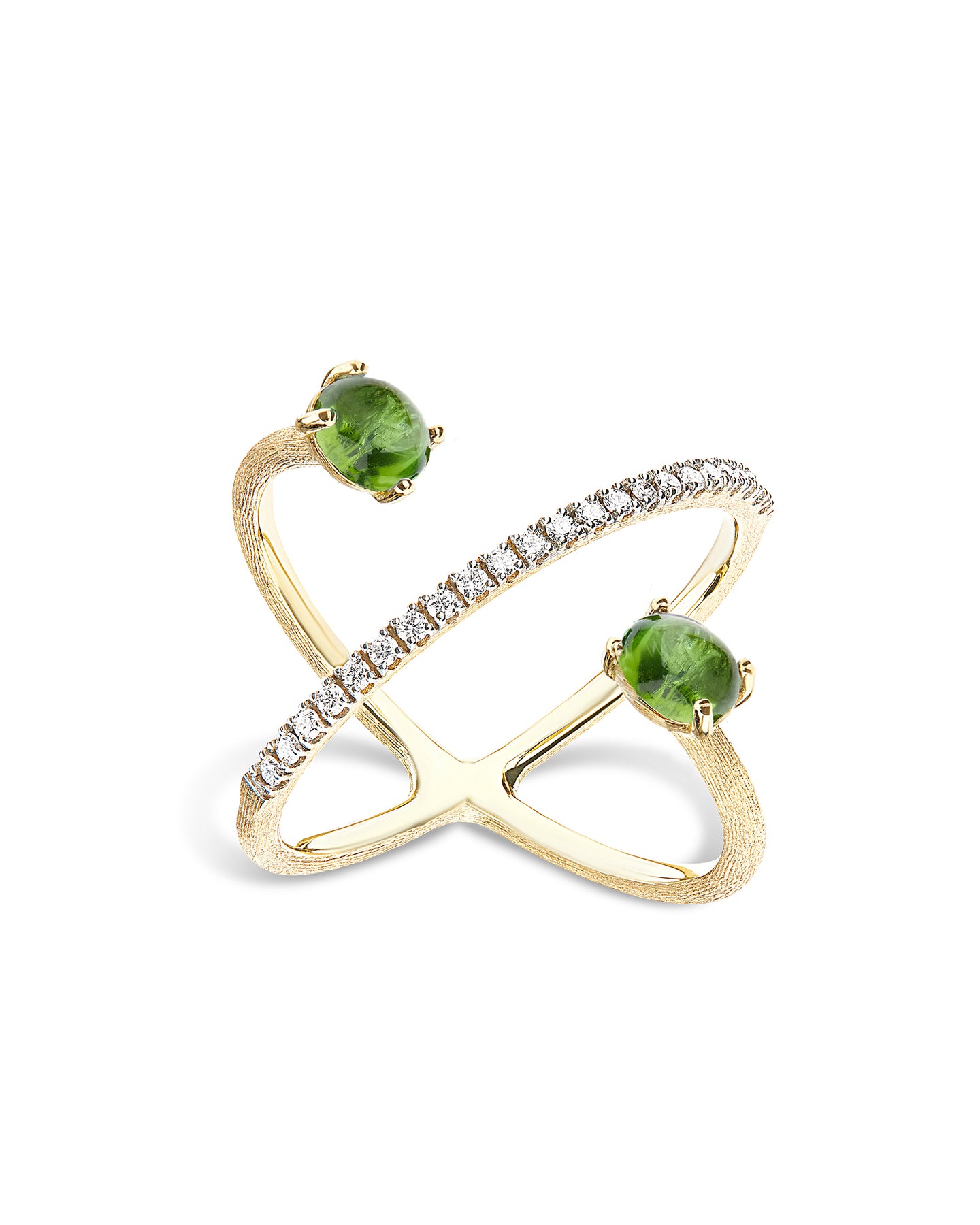 Nanis Anello ad incrocio "DANCING TOURMALINES" in oro, diamanti e tormalina – Nanis Italian Jewels