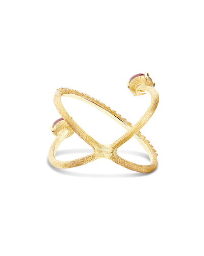 "tourmalines" gold, diamonds and pink tourmaline criss cross ring 