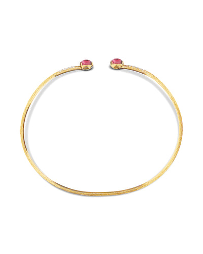 "tourmalines" gold, diamonds and pink tourmalines bangle