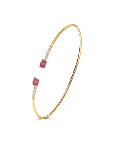 Bracciale a schiava "DANCING TOURMALINES" in oro, diamanti e tormalina rosa