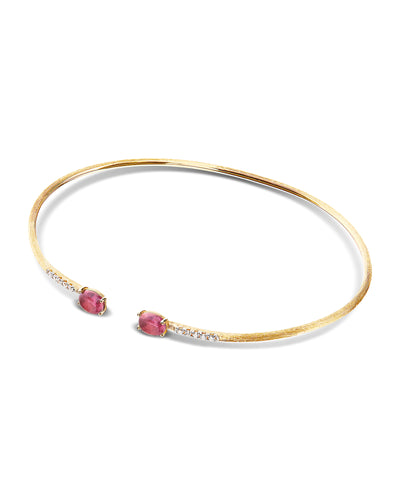 Bracciale a schiava "DANCING TOURMALINES" in oro, diamanti e tormalina rosa