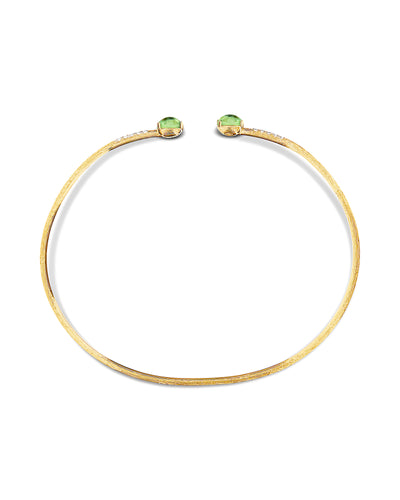 "tourmalines" gold, diamonds and green tourmaline bangle