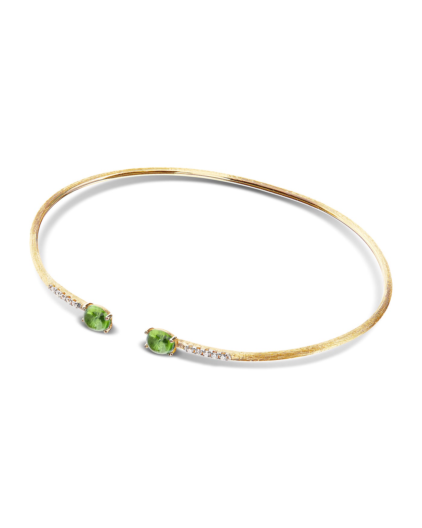 Bracciale a schiava "DANCING TOURMALINES" in oro, diamanti e tormalina verde