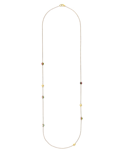 "tourmalines" gold and tourmaline colorful long necklace