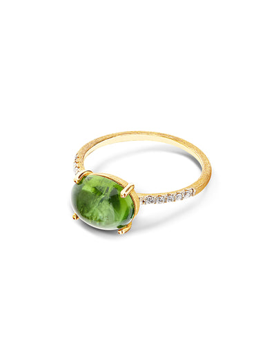 "tourmalines" gold, diamonds and green tourmaline ring (large)