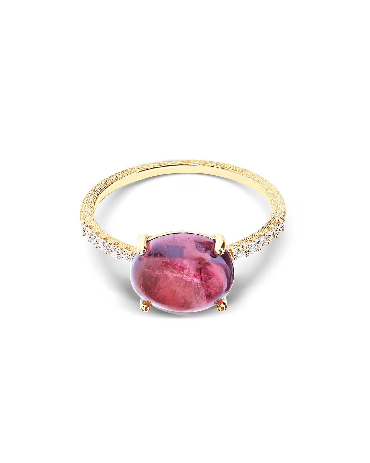 Anello "DANCING TOURMALINES" in oro, diamanti e tormalina rosa (grande)