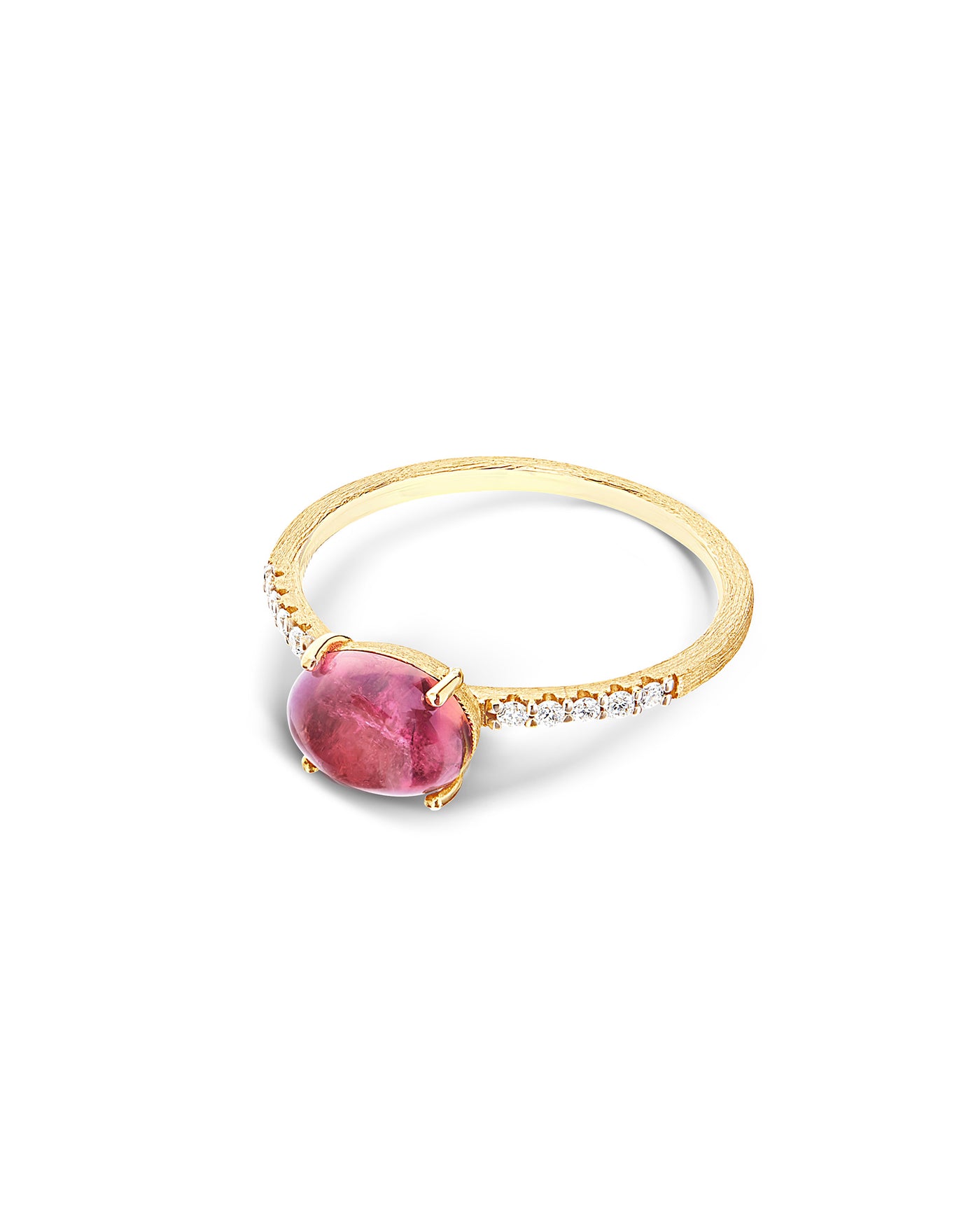 Anello "DANCING TOURMALINES" in oro, diamanti e tormalina rosa (medio)