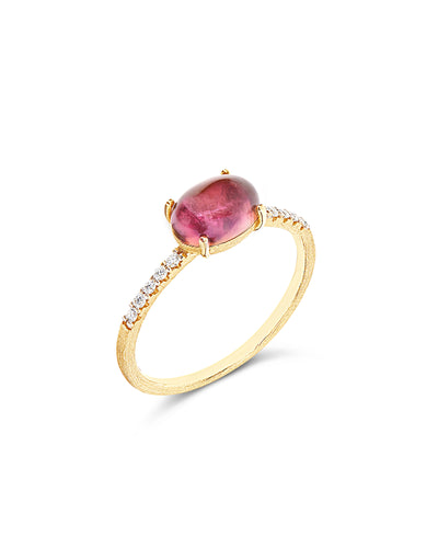 Anello "DANCING TOURMALINES" in oro, diamanti e tormalina rosa (medio)