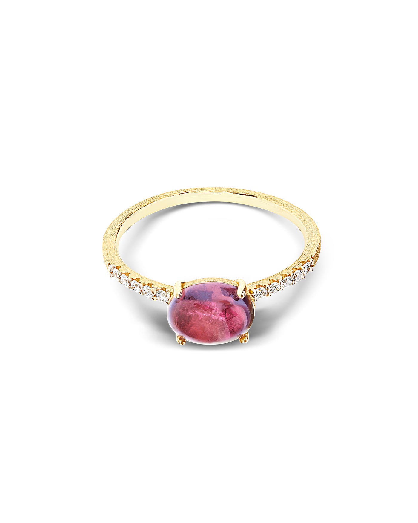 Anello "DANCING TOURMALINES" in oro, diamanti e tormalina rosa (medio)